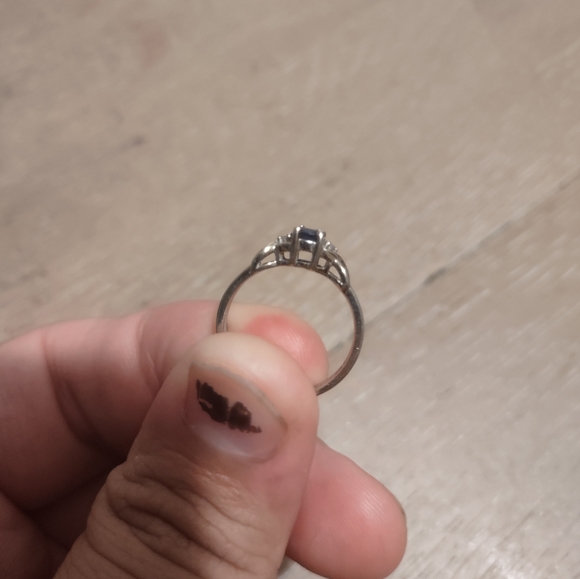 BLUE SAPPHIRE & DIAMOND RING 10K ROSE GOLD - Picture 3 of 3